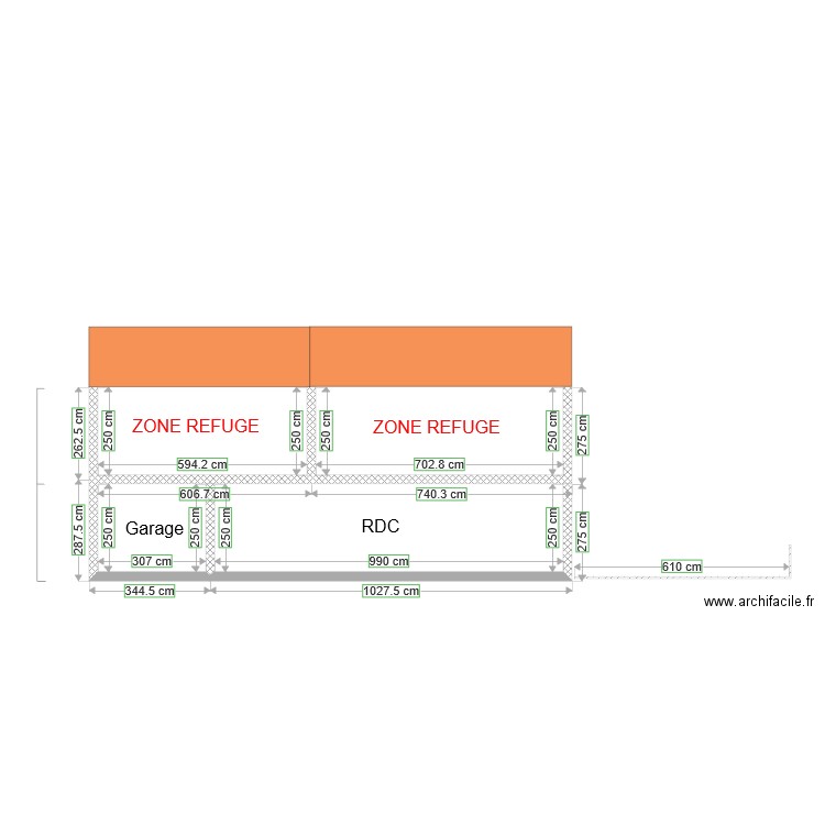 PCMI3 Plan de coupe Façade nord projet. Plan de 0 pièce et 0 m2