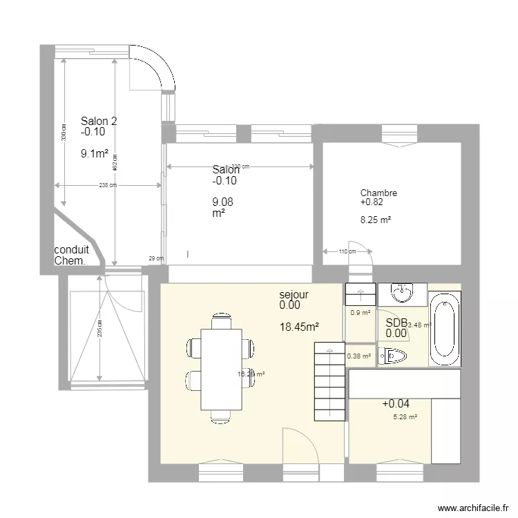 Maison AL et L REZ  EDL. Plan de 