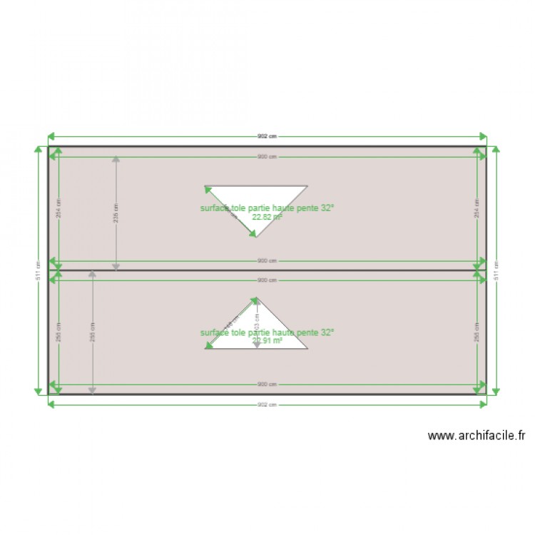 surface tole partie haute pente 32 degré. Plan de 0 pièce et 0 m2
