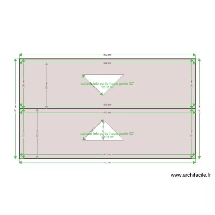 surface tole partie haute pente 32 degré. Plan de surface tole partie haute pente 32 degré. Plan de