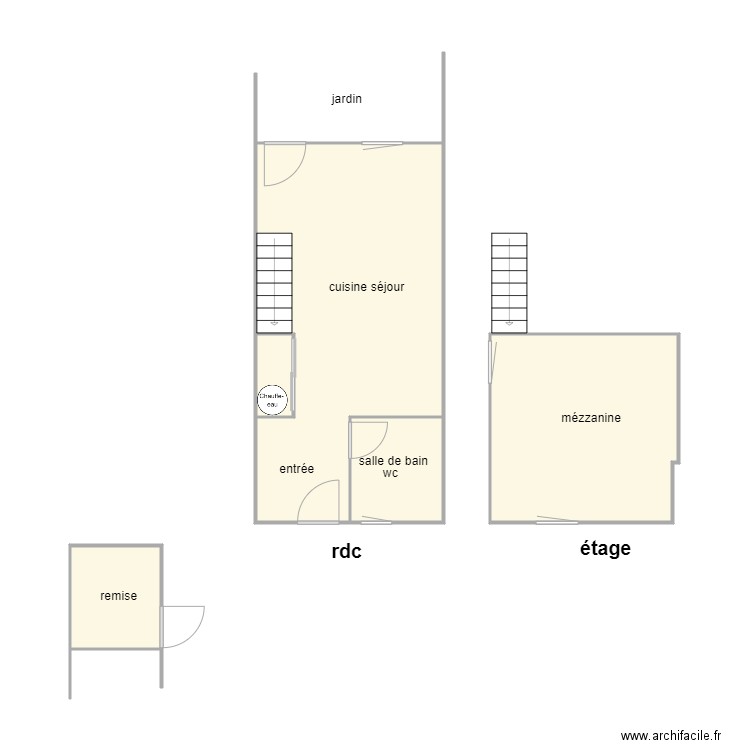 monloubou am 1207. Plan de 5 pièces et 42 m2