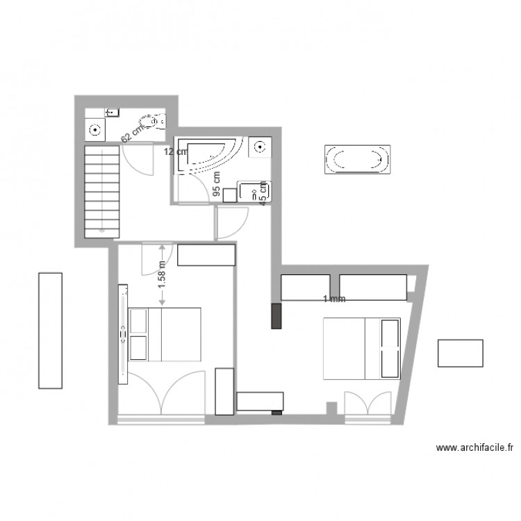 Le Plessis niveau bas projet sans casser le porteur 3. Plan de 0 pièce et 0 m2