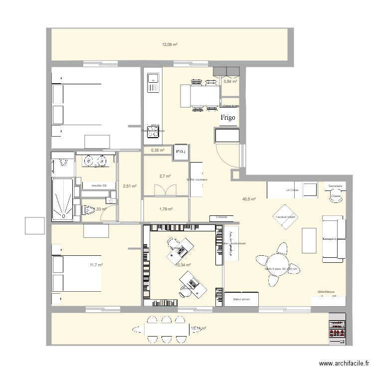 t4fino16. Plan de 13 pièces et 102 m2