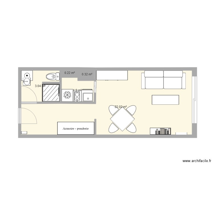 Studio Acacias transformation. Plan de 0 pièce et 0 m2