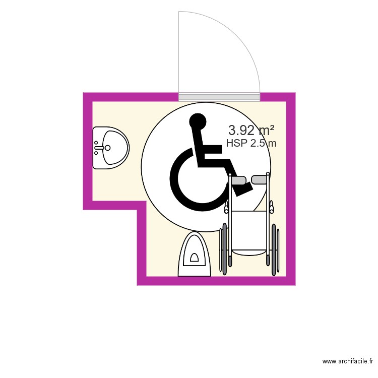 wc pmr. Plan de 0 pièce et 0 m2