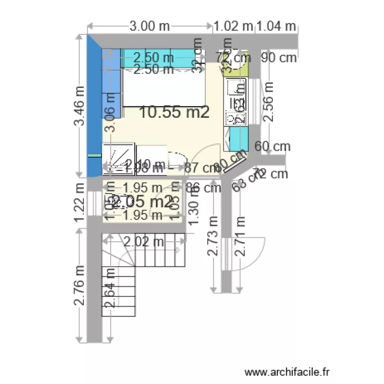 Studio Douche 9. Plan de 