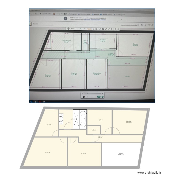 grenier vincent chloe. Plan de 9 pièces et 82 m2