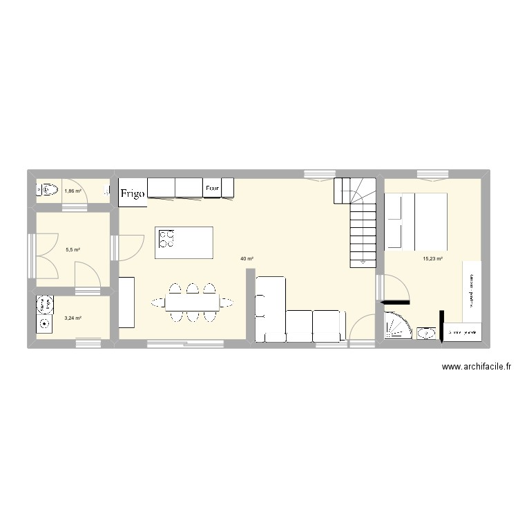 Maison Potelle . Plan de 5 pièces et 66 m2