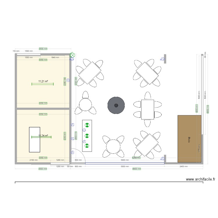 Bodega 87. Plan de 2 pièces et 22 m2