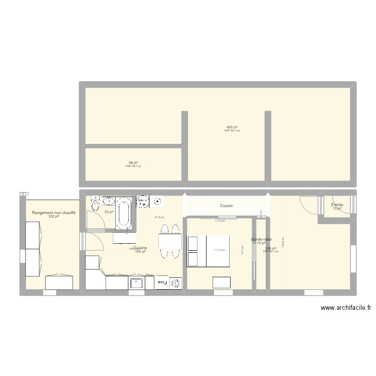 453-1 b. Plan de 9 pièces et 101 m2