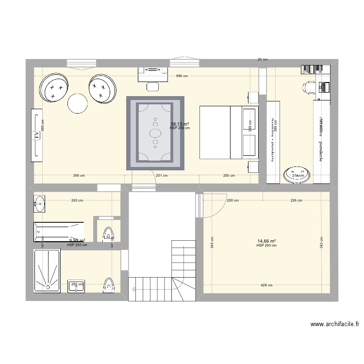 R+1 Bonneuil. Plan de 3 pièces et 63 m2