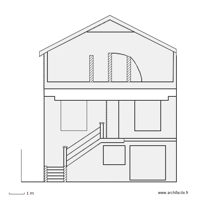 Façade principale. Plan de 0 pièce et 0 m2