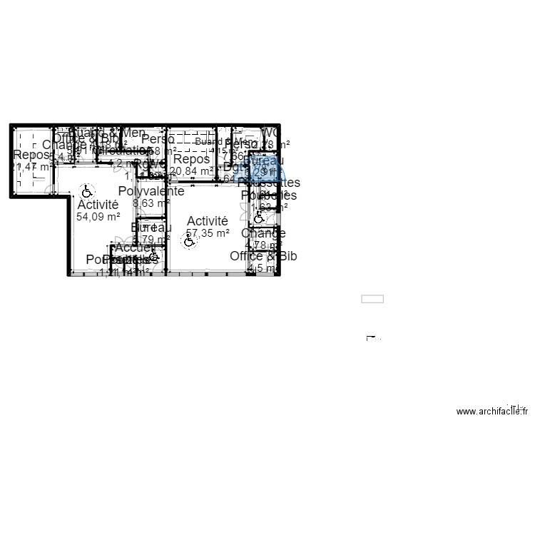 91 Local Mennecy 4 Lavoisier Projet 14092022. Plan de 26 pièces et 253 m2