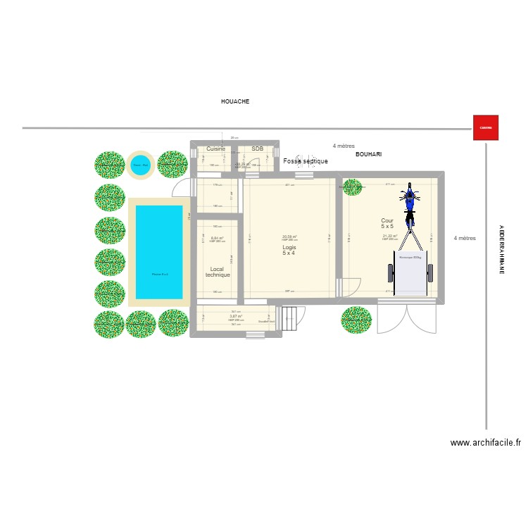 Tilmine. Plan de 5 pièces et 58 m2