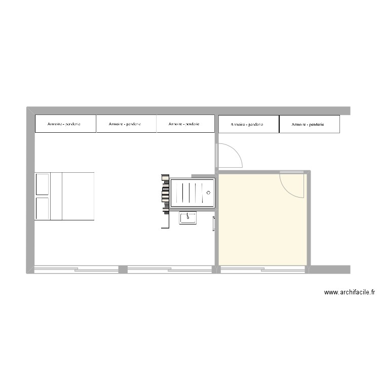Chambre G.M Proposition 4. Plan de 1 pièce et 9 m2