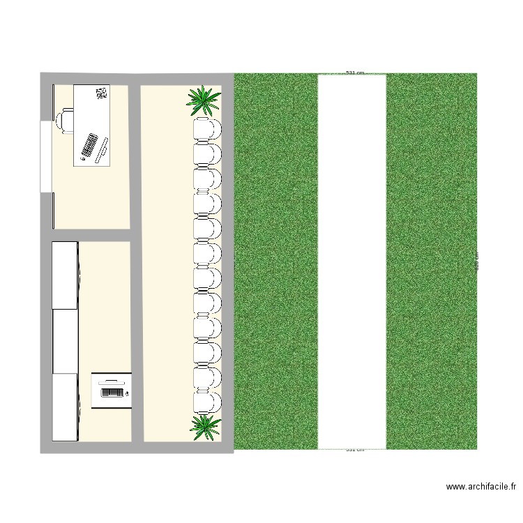 spa. Plan de 3 pièces et 26 m2