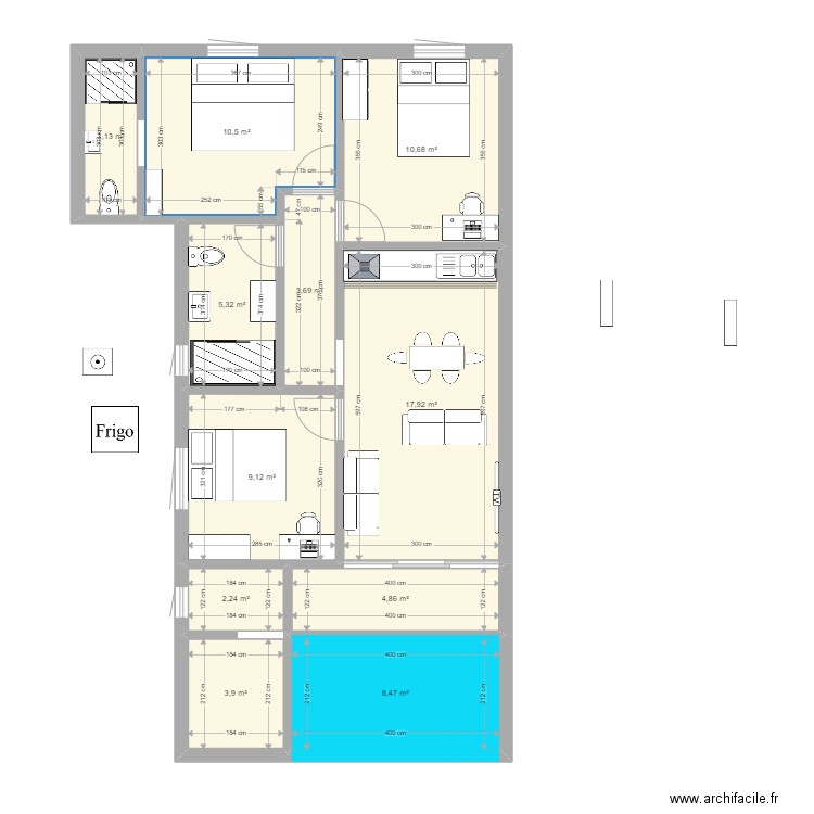 Le Ravel. Plan de 11 pièces et 80 m2