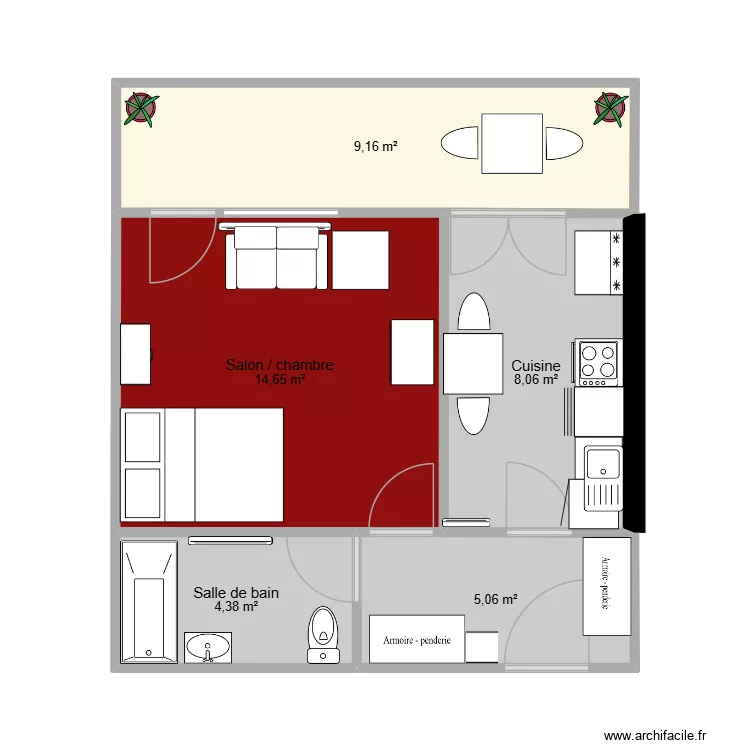 ROMAGNY. Plan de 5  et 41 m²