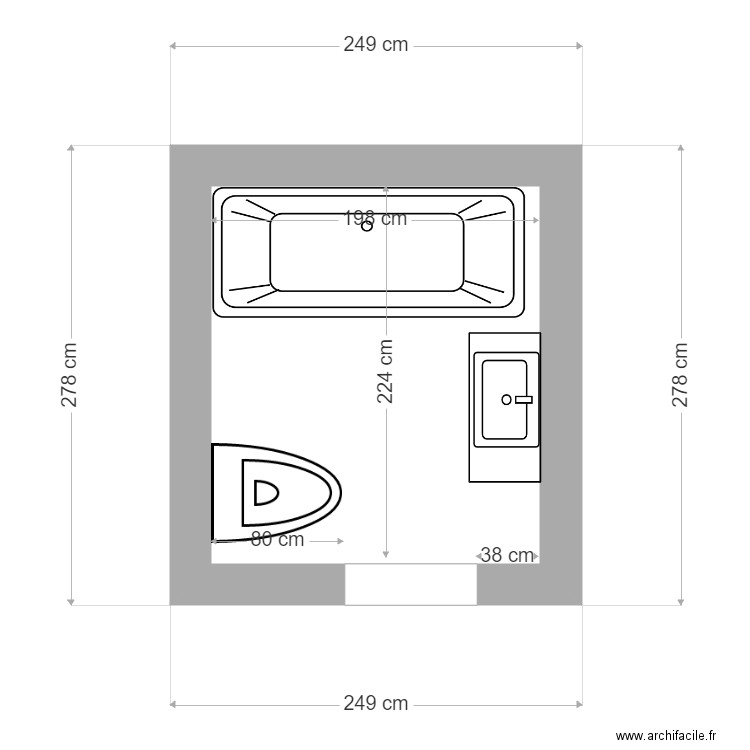 flo salle de bain 2. Plan de 1 pièce et 5 m2