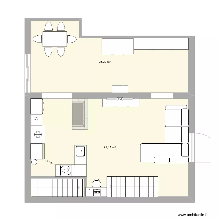maison salon cuisine. Plan de 