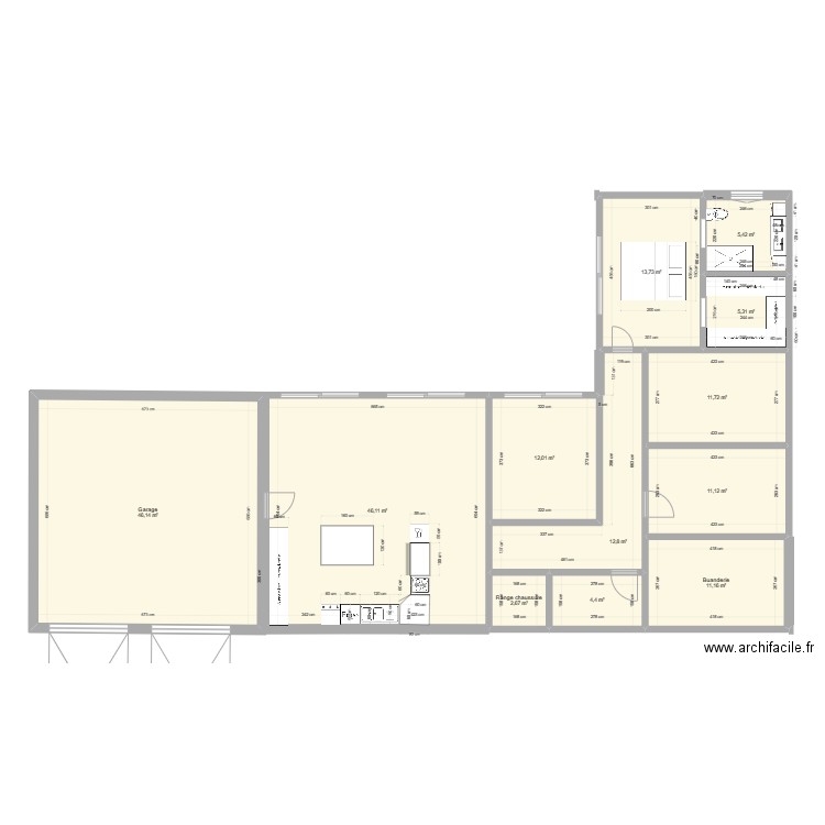 maison L. Plan de 12 pièces et 183 m2