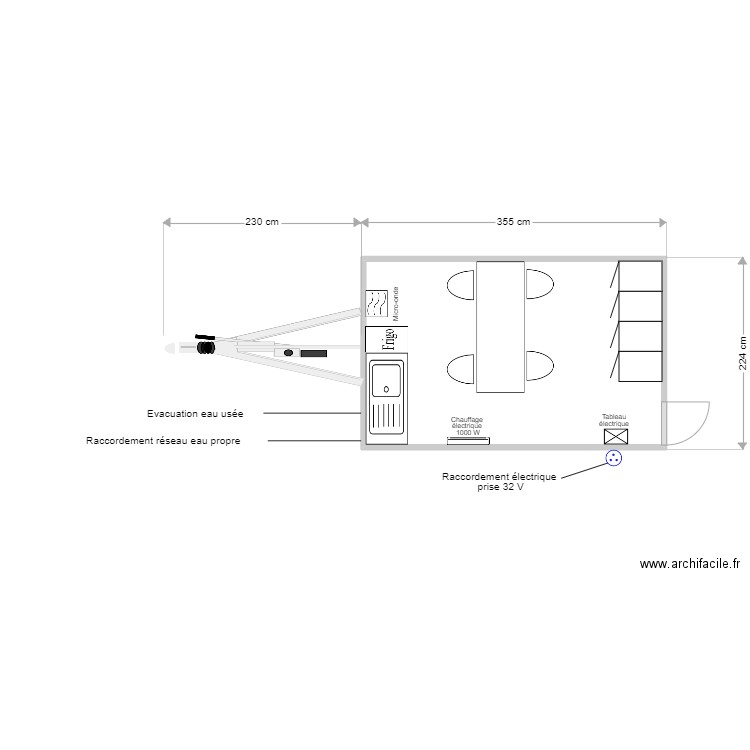 BVR 022 4PL. Plan de 1 pièce et 7 m2