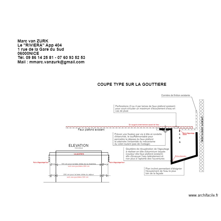 gouttière. Plan de 0 pièce et 0 m2