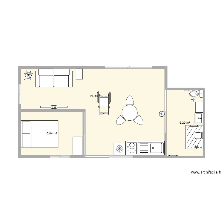 STUDIO POUR PMR. Plan de 3 pièces et 38 m2