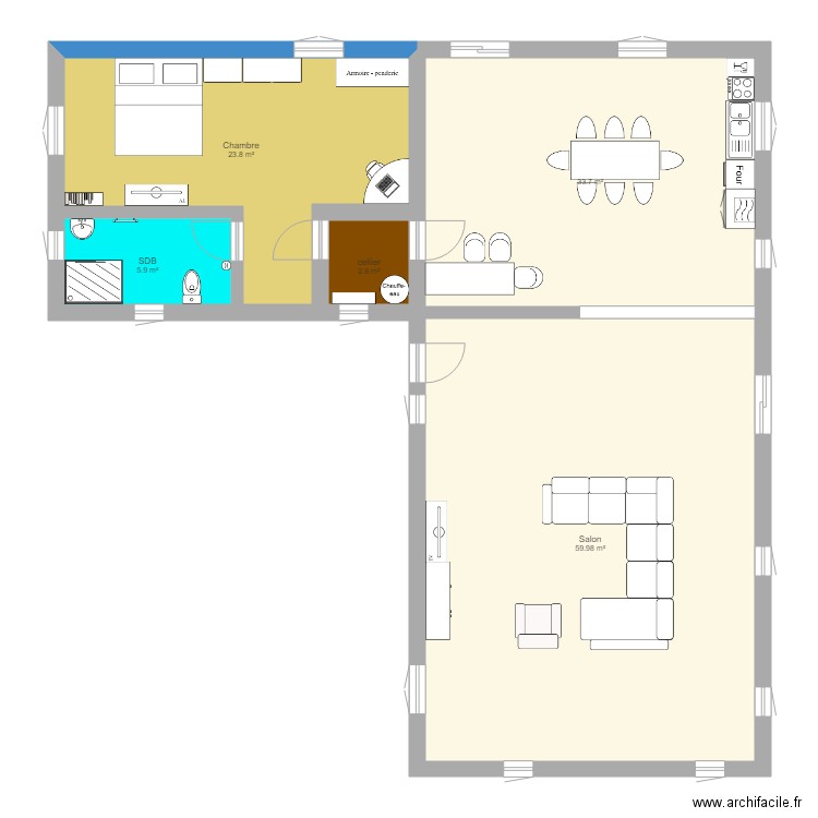 Chef d'oeuvre. Plan de 5 pièces et 126 m2