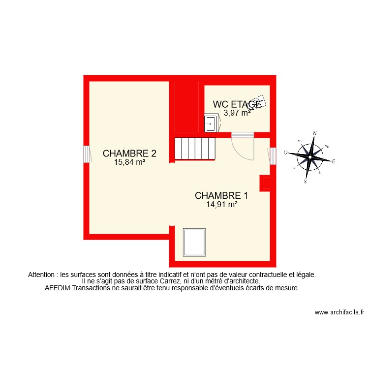 BI 8287 ETAGE. Plan de 6 pièces et 37 m2