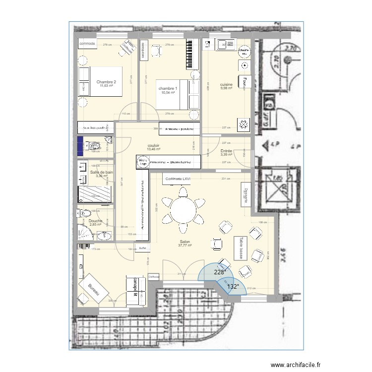 8 Chateaudun v4. Plan de 9 pièces et 95 m2