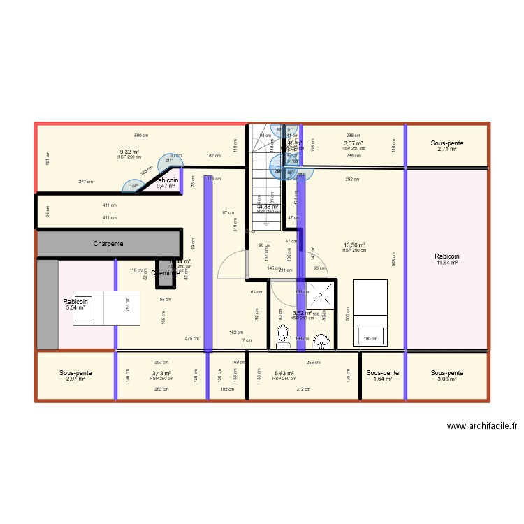 Plan impots. Plan de 18 pièces et 94 m2