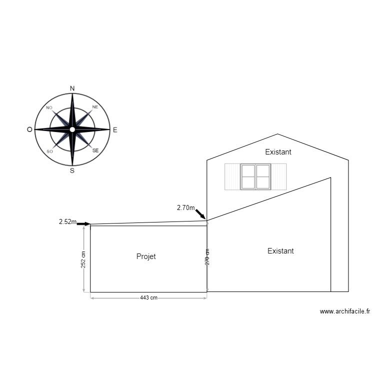 PCMI5d2 Façade NORD avec extension. Plan de 0 pièce et 0 m2