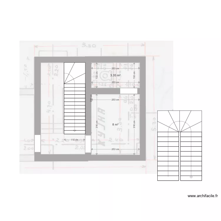 bn20 2 escalier. Plan de 