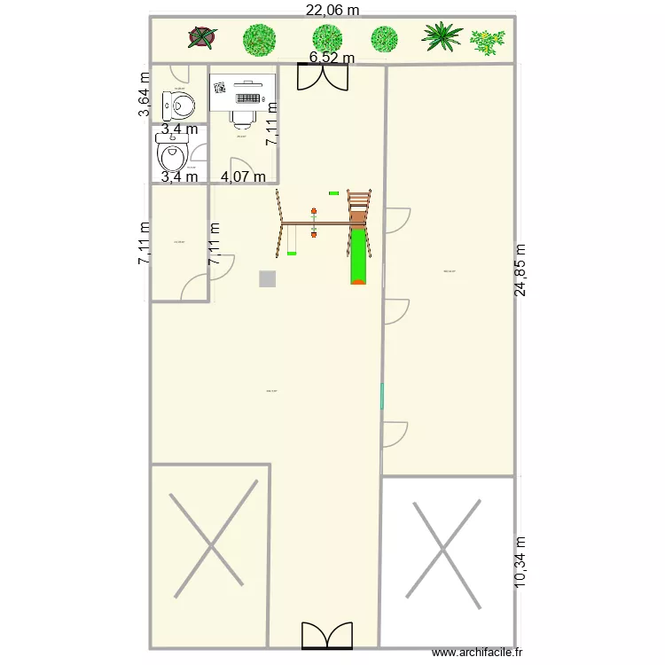 essia. Plan de 7  et 733 m²
