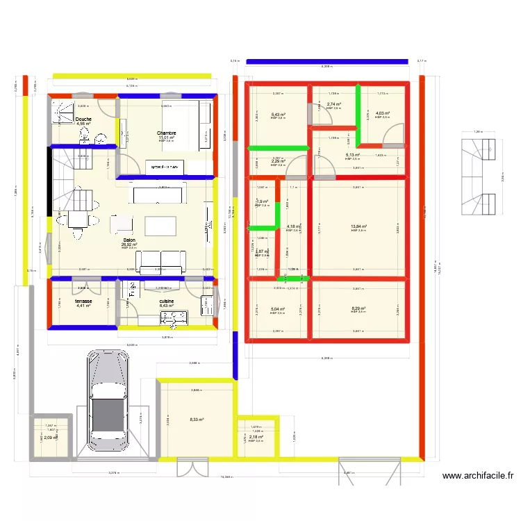chez moi 11. Plan de 19  et 121 m²