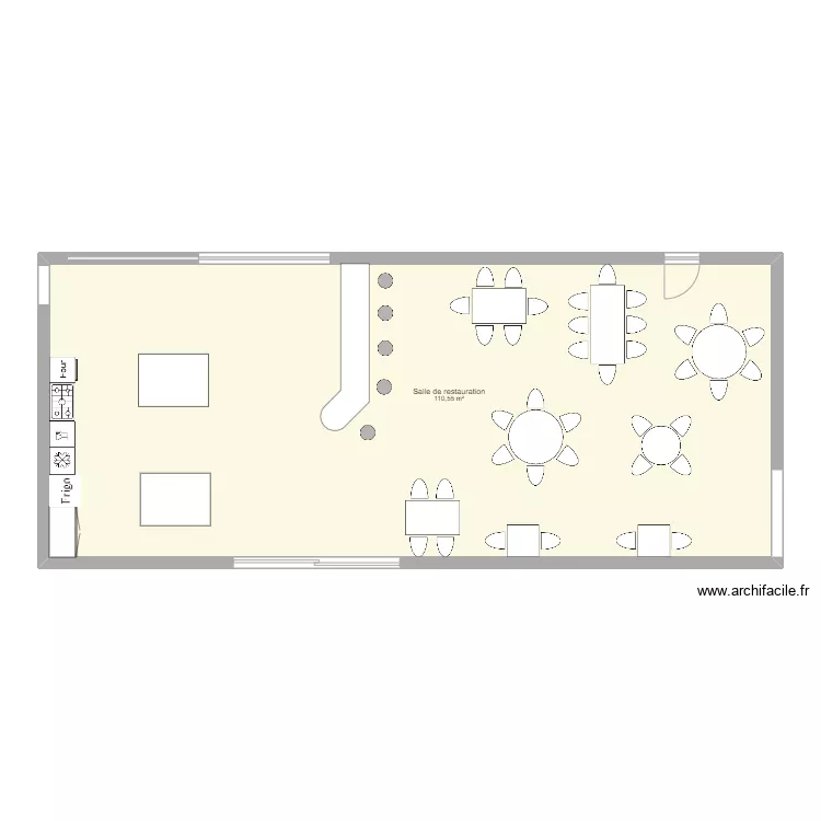salle de restauration. Plan de 