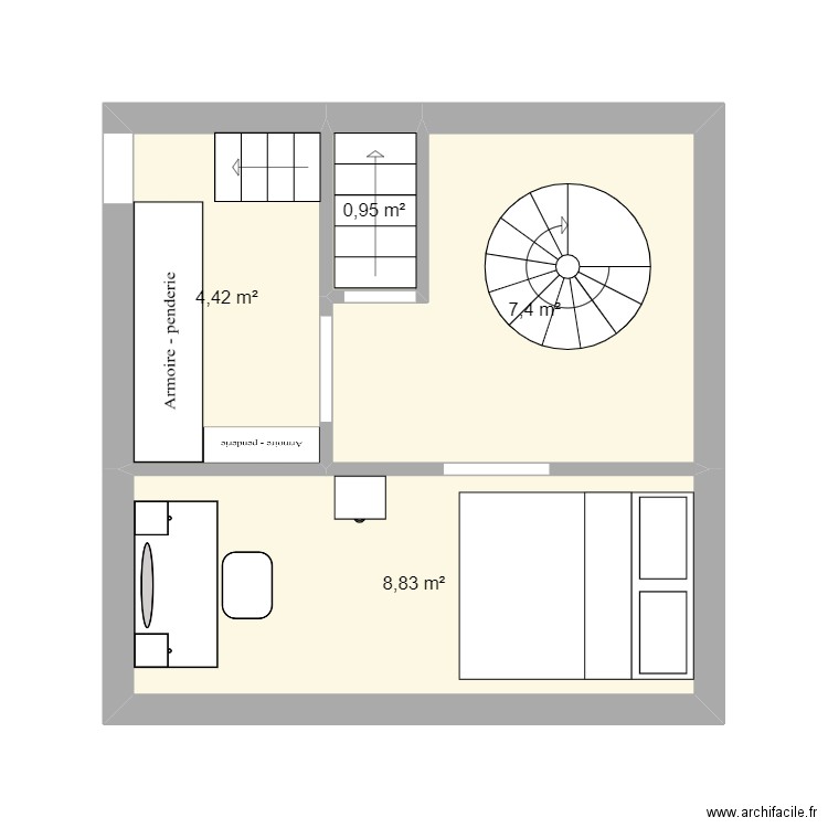 2 etage. Plan de 4 pièces et 22 m2