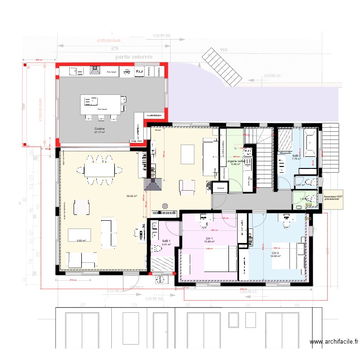 RdC V13 et Etage V8. Plan de 0 pièce et 0 m2