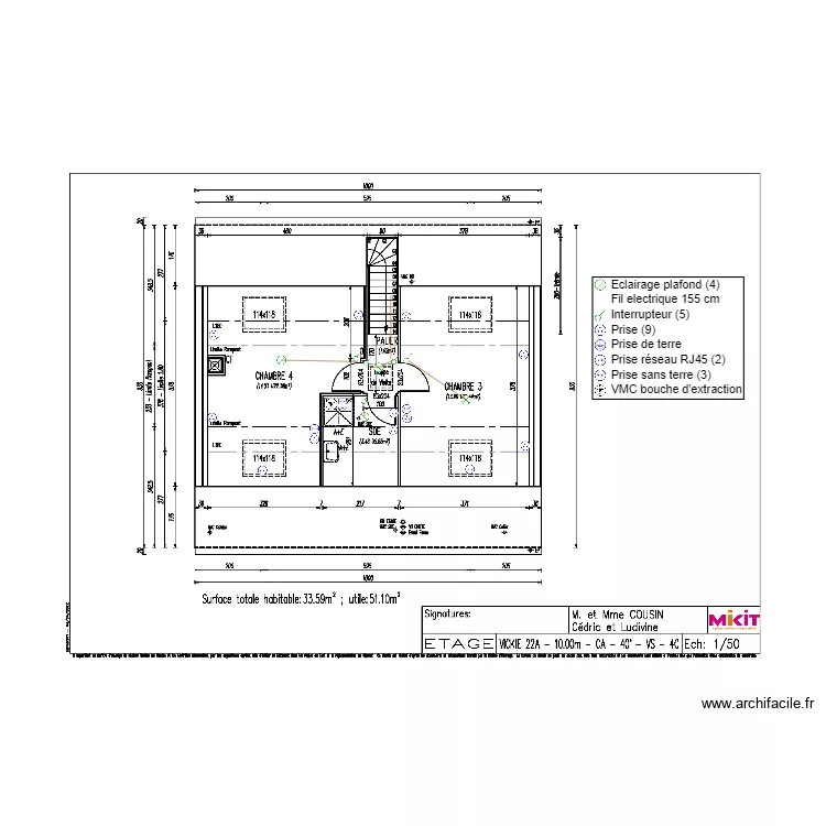 COUSIN ETAGE Plan elec. Plan de 