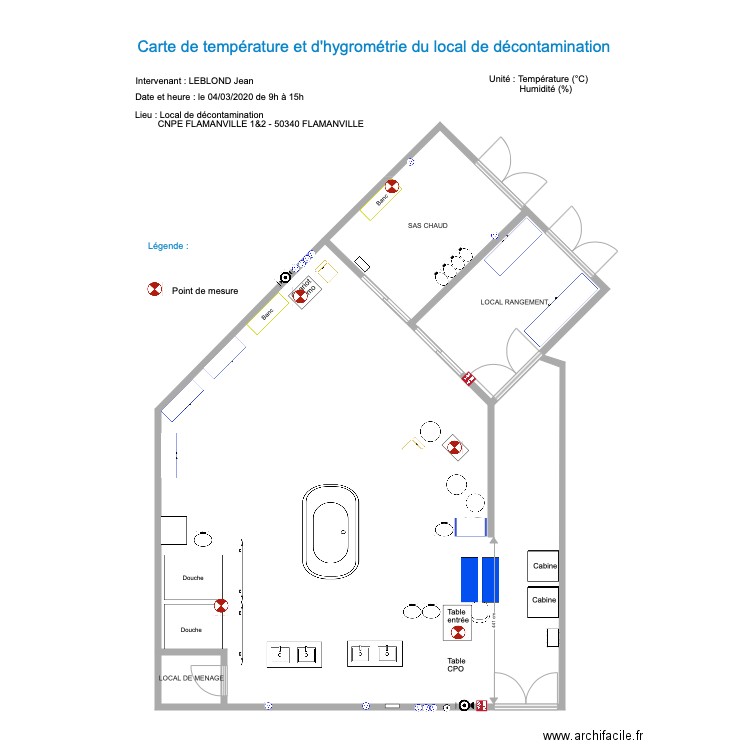 SALLE DE DECONTAMINATION TEMPERATURE HUMIDITE. Plan de 0 pièce et 0 m2