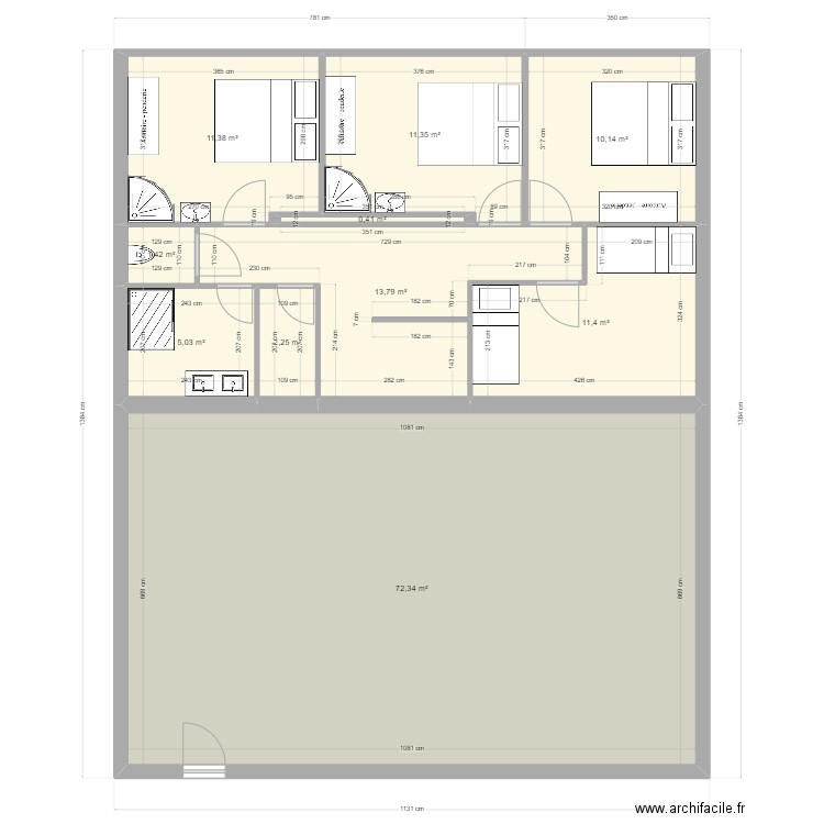 BARESIA Etage. Plan de 10 pièces et 140 m2