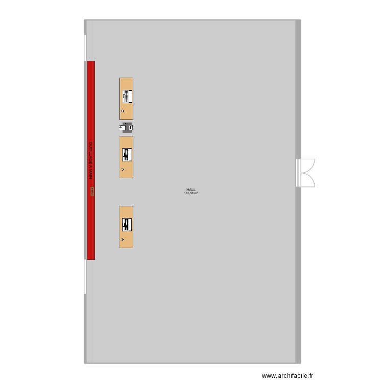 magasin. Plan de 1 pièce et 182 m2