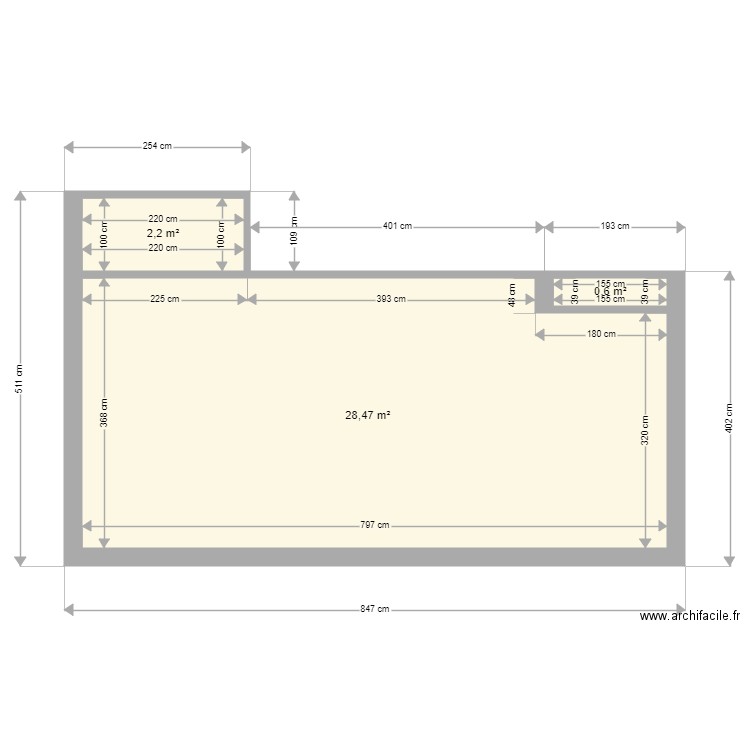 PLAN 1. Plan de 3 pièces et 31 m2