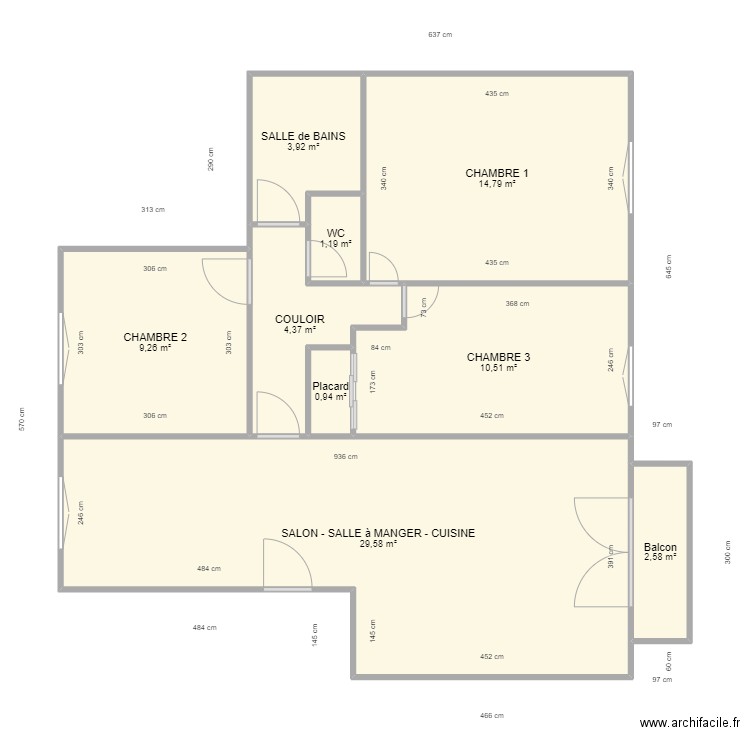 LE CUIVRE 4 PIECES. Plan de 0 pièce et 0 m2