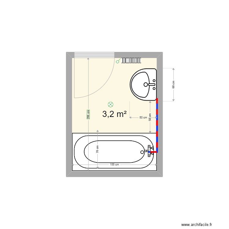 MANGOT existant. Plan de 1 pièce et 3 m2