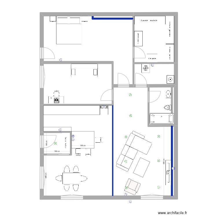 Sandra. Plan de 7 pièces et 113 m2