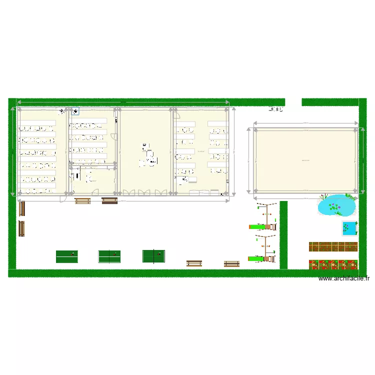 ecole plus bureau du directeur plus coure plus cantine plus salle de sport. Plan de 