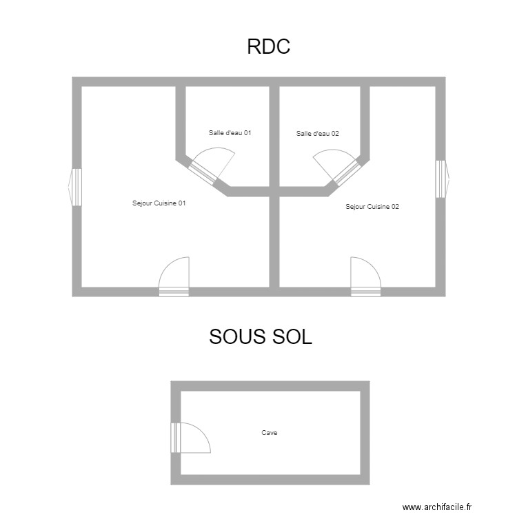 350601040. Plan de 5 pièces et 57 m2