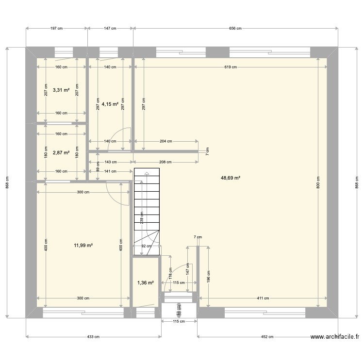 dorwling rdc. Plan de 6 pièces et 72 m2